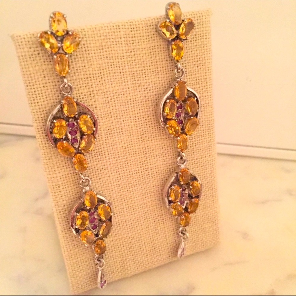Citrine & Ruby Chandeliers in Sterling Sil… - Picture 2 of 10